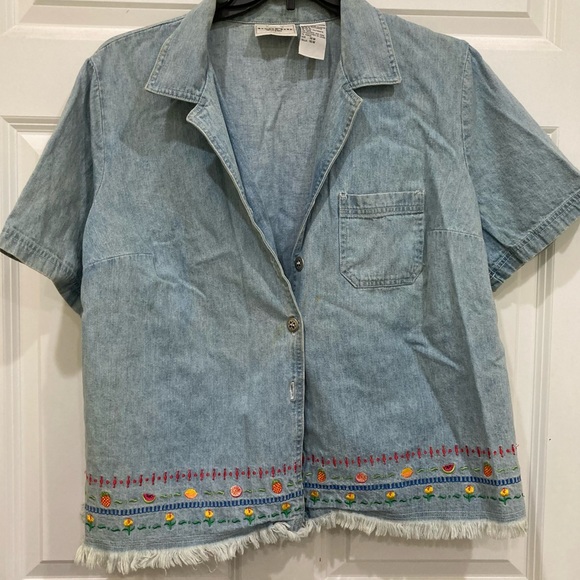 Vintage Demin Studio Ease Woman size 16 denim 2-pc set with summery embroidery - Picture 9 of 16